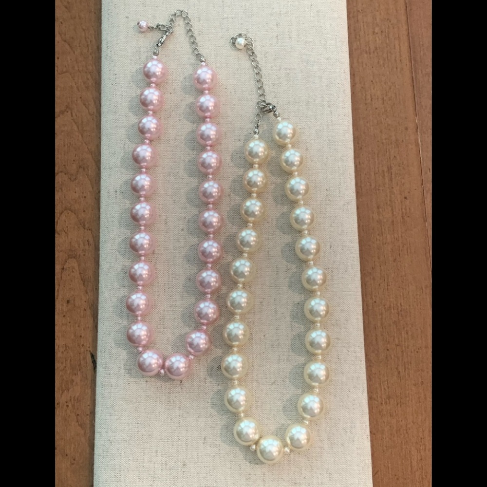Ann Taylor Glass Pearl Necklaces qty 2